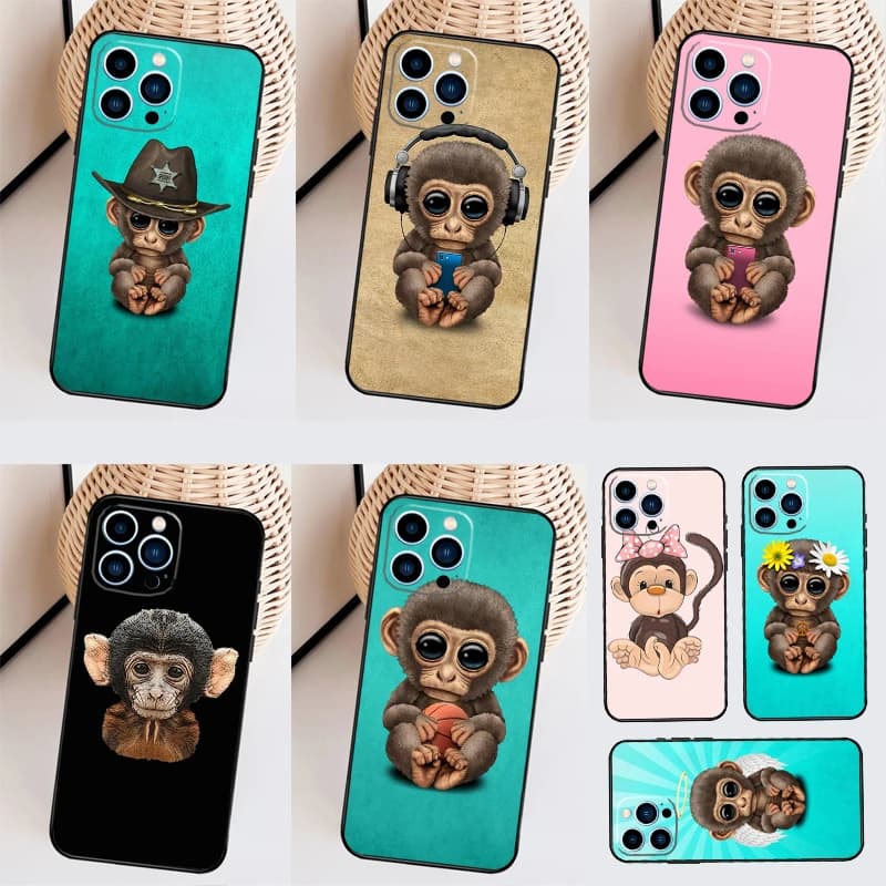 Monkey Gorilla Ape Baby Cover Case For iPhone 14 Pro 11 16 15 Pro Max 12 13 Mini Plus XS X XR Funda