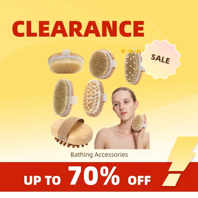 Clearance_Wood Hand Brush Exfoliating Bath Brush Dry and Wet Bath Brush Air Bag Massager Pig Sideburns Scrub Brush_Continuous up