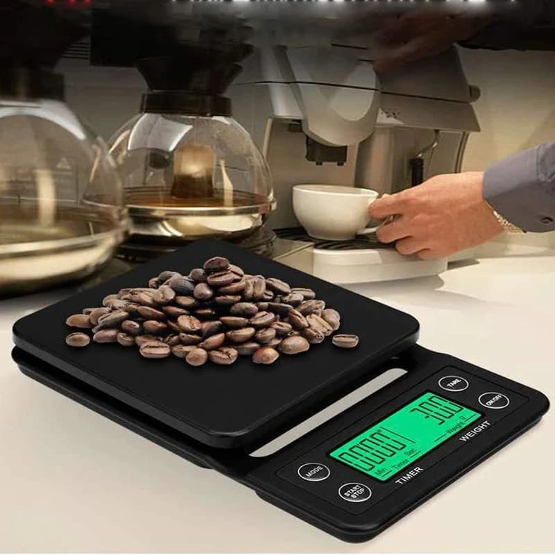 Portable Electronic Digital Kitchen Scale Coffee Brewing Timer High Precision 5kg 0.1g LCD Display Food Drip Scales