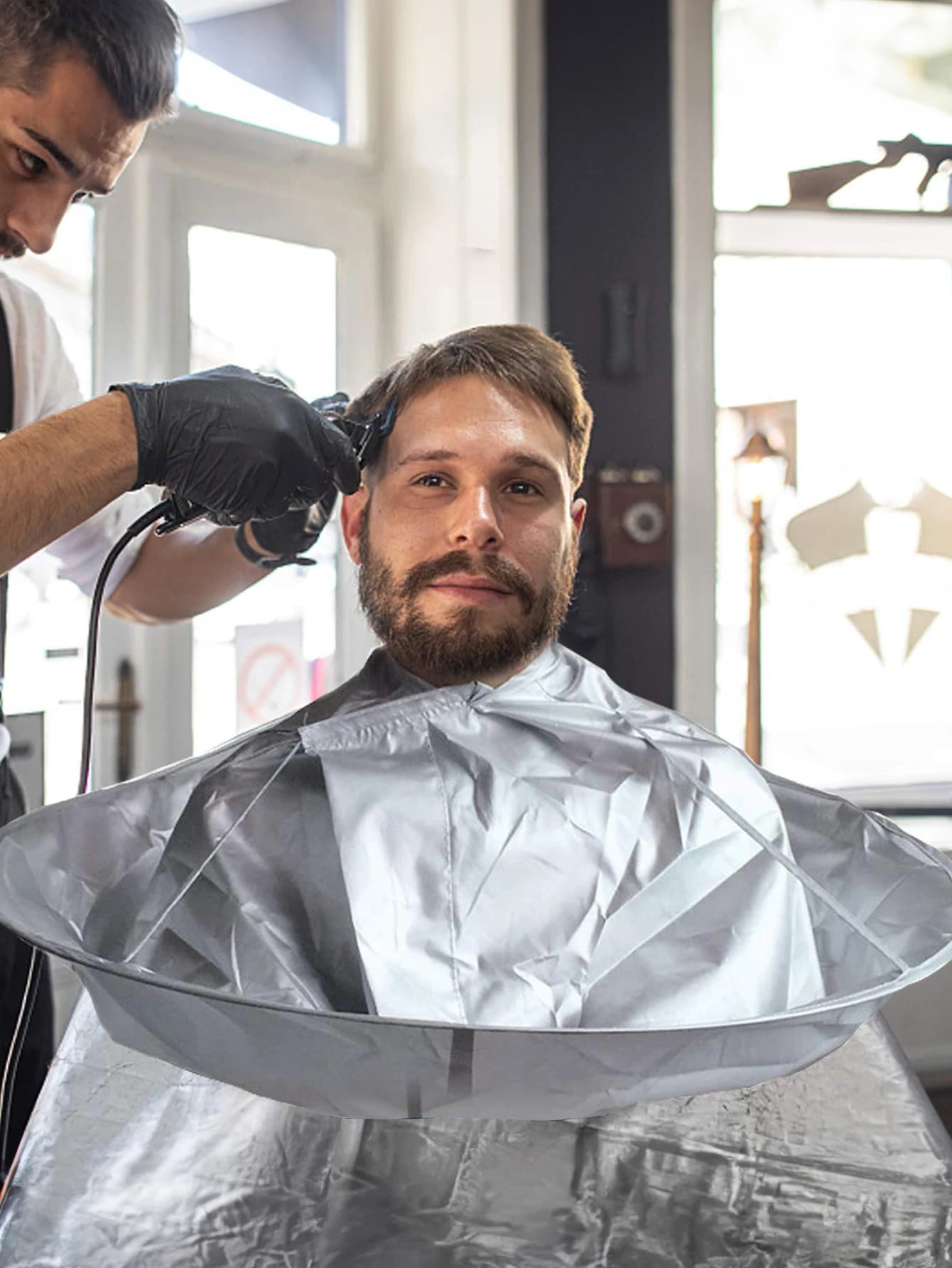 1 foldable waterproof hair cutting apron cape, breathable household cape, hair cutting tool cape Special for real hair wigs