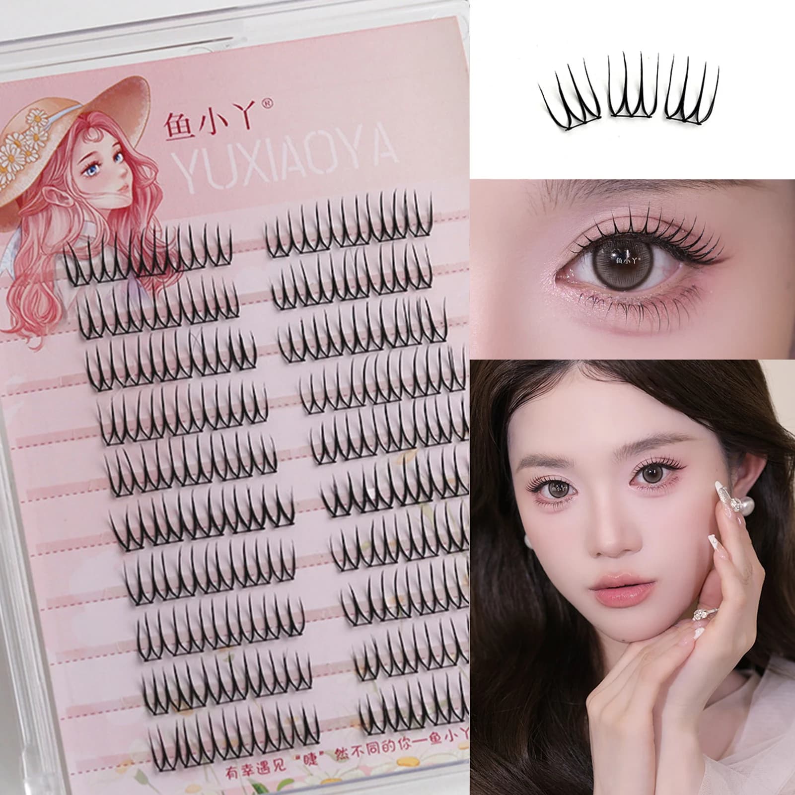 U-shaped Segmented Kpop False Eyelashes Korean Cluster Natural Individual Lash DIY Large Capacity Eyelash Manga Black Stem