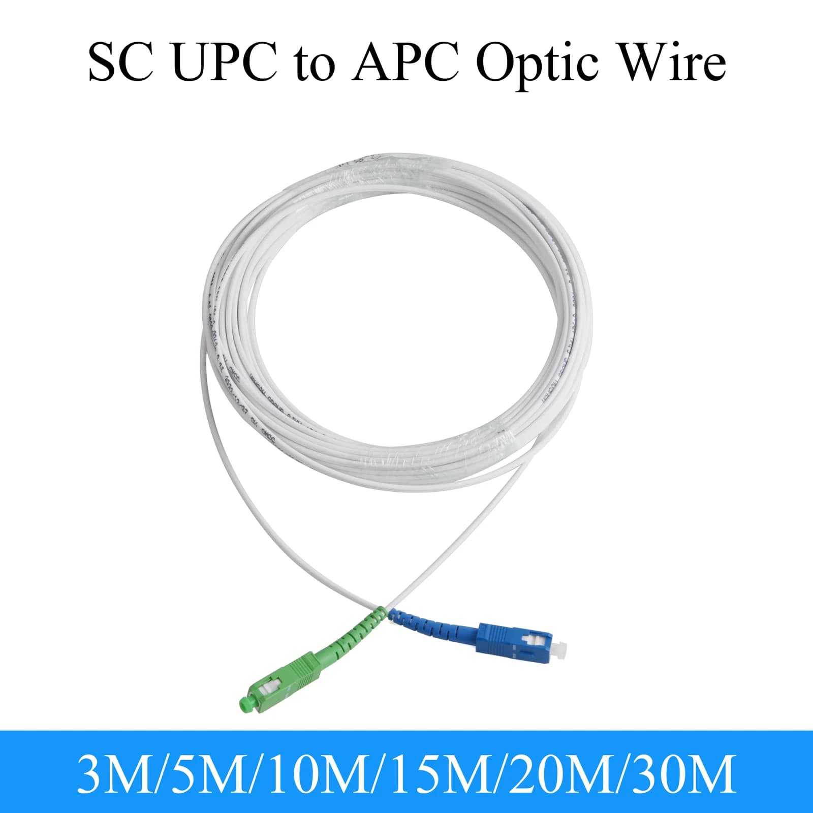 Fiber Optic Wire UPC SC to APC SC Optical Single-mode Indoor Extension Cable Simplex Converter Patch Cord 3M/5M/10M/15M/20M/30M