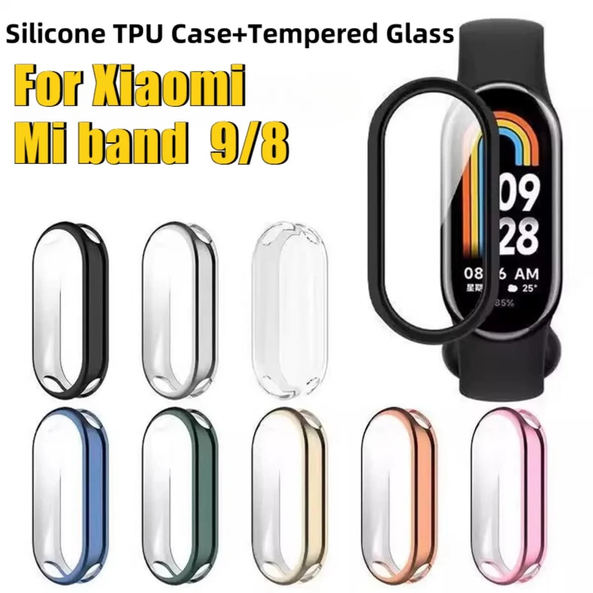 Full Cover Silicone TPU Case Glass For Xiaomi Mi Band 9 Smartwatch Screen Protector For Xiaomi Mi Band9 Miband9 Cover Shell