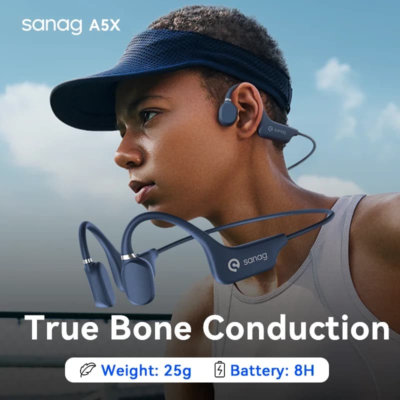 #Sanag A5X Bone Conduction Wireless Sport Headphones Bluetooth Open Ear Design Earphone 3D Stereo Sound Headset
