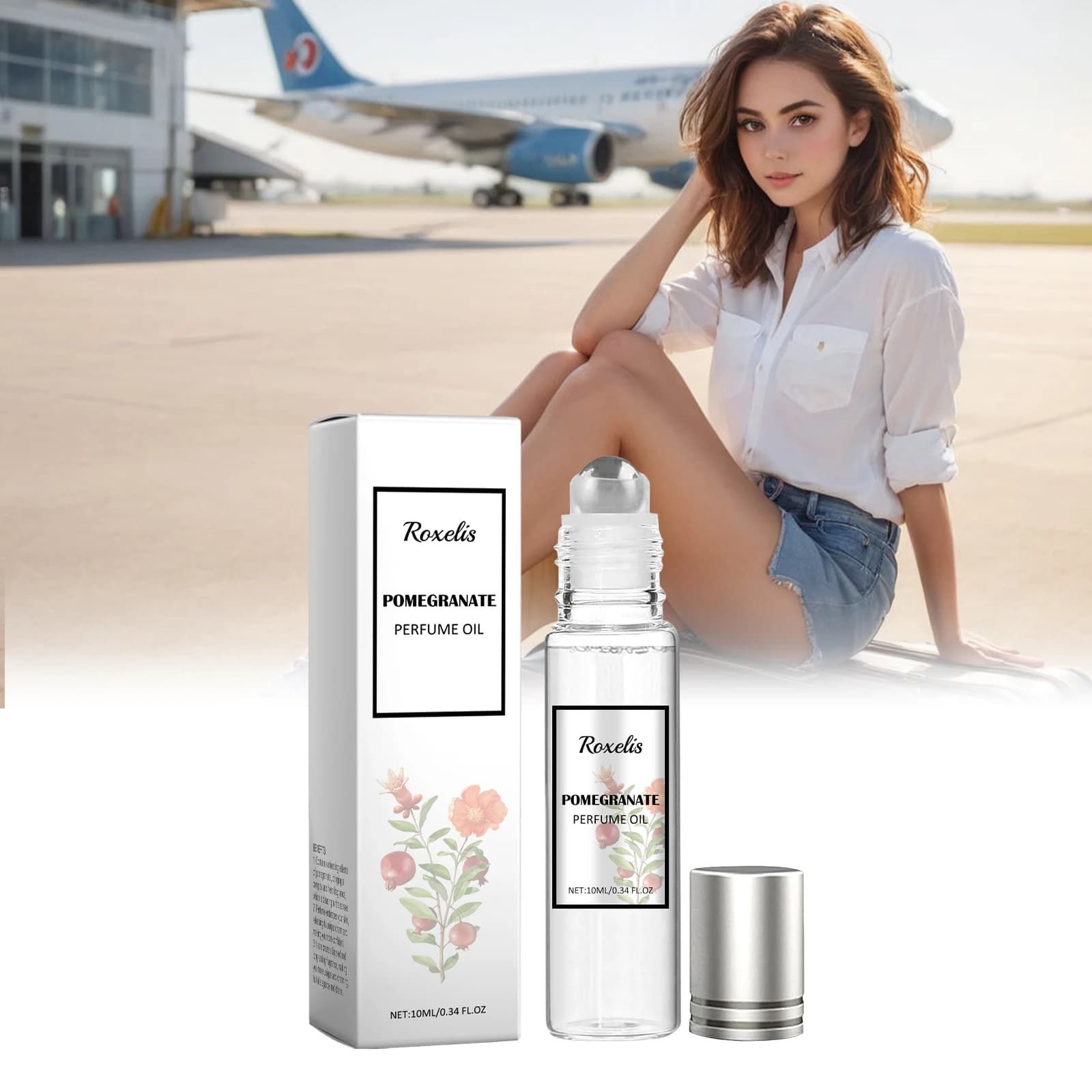 ROXELIS Pomegranate Perfume Oil Body Oils For Women Perfume Long-Lasting Fragrance Convenient to Carry 10ml 0.34 OZ