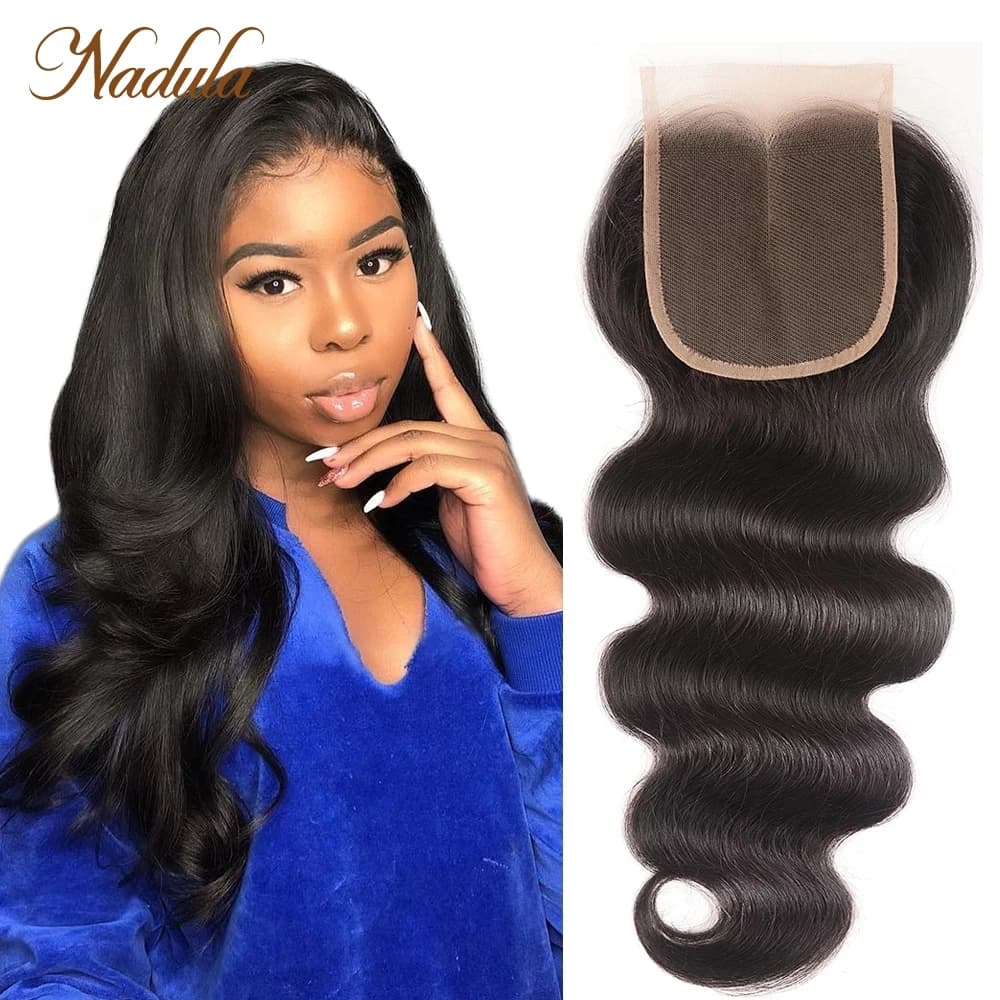Nadula Hair 4x4 Lace Closure Brazilan Body Wave Hair Weave 5X5 HD lace Closure Medium Brown Closure Remy Human Hair Closure