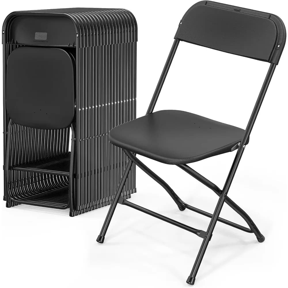Plastic Folding Chair, Indoor Outdoor Portable Stackable Commercial Seat with Steel Frame 350lb. Capacity for Events Office
