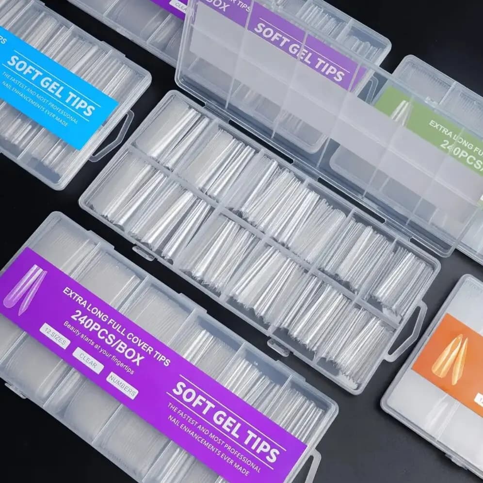 Extra-Long 240Pcs Clear False Nail Tips (35-55mm) C Curve XXL Fake NailProfessional Acrylic Press On Boxed Manicure Fake Nail