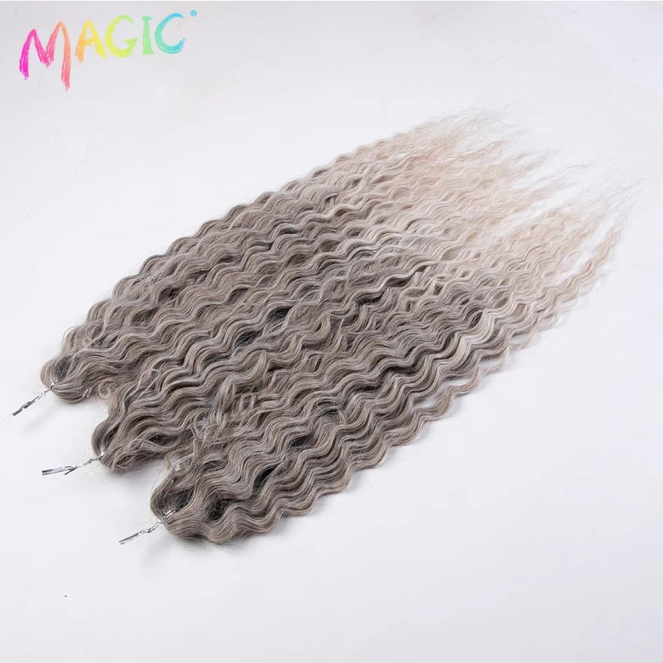 Magic Synthetic Hair Water Wave 24Inch Braid Hair Twist Crochet Hair Ombre Blonde Pink Deep Wave Braiding Hair Extension Cosplay