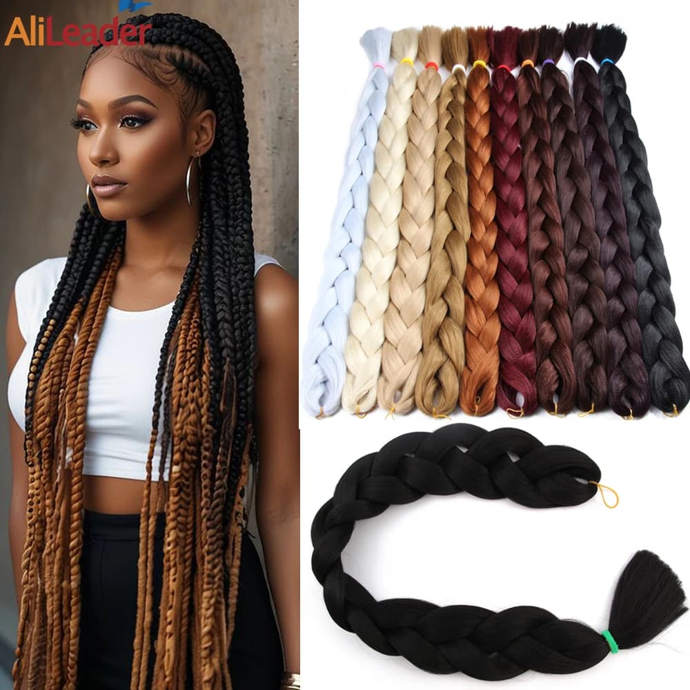 Braiding Hair Extensions for Women 1-5 Packs 165g/Pack 48" High Temperature Pure Color Jumbo Synthetic Braiding Hair For Women