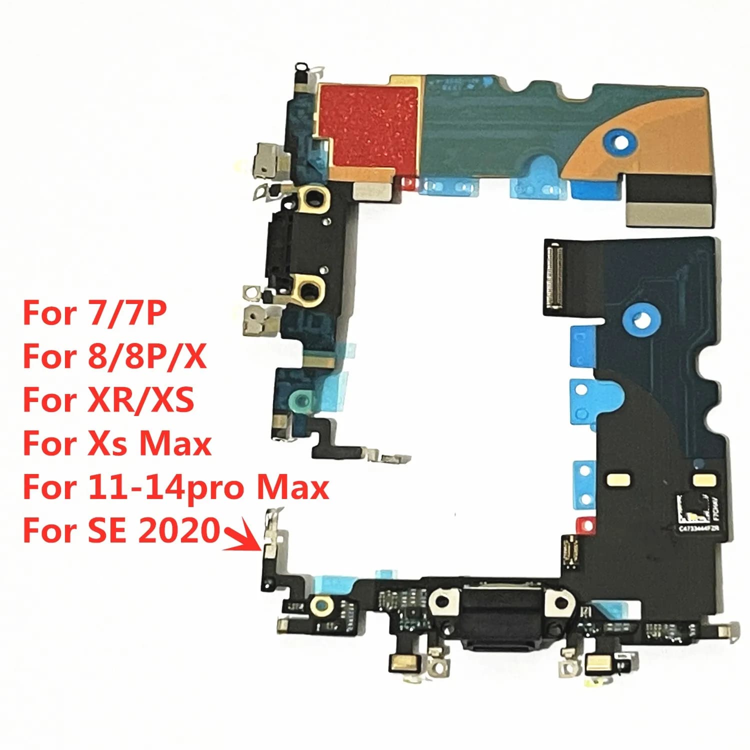1pcs Charging Port Flex Cable For iPhone SE 2020 7 8 Plus X Xs XR 11 12 13 Pro Max USB Charger Dock Connector Repair parts