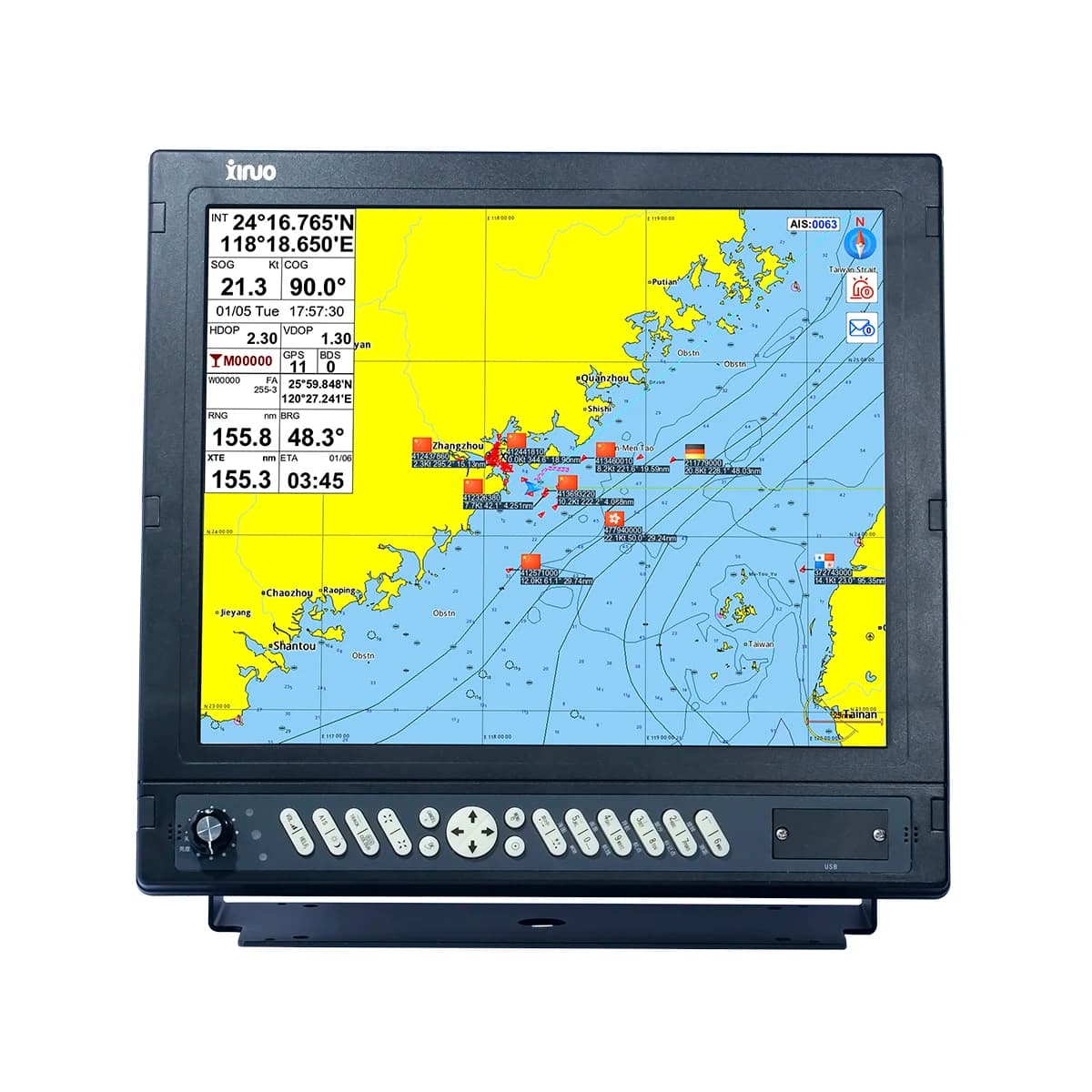 Marine Electronics Class B AIS GPS Chart Plotter HM-5900 17 Inch Big Size Monitor With CE Certificate IMO Standard