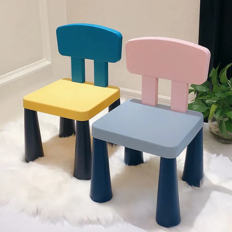 Durable plastic cartoon chair with backrest, lightweight and comfortable study desk and chair, suitable for home, school,