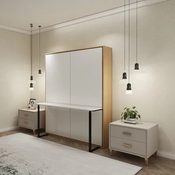 living room and bedroom furniture hydraulic lift mechanism Twin Size vertical Wall Bed with Desk