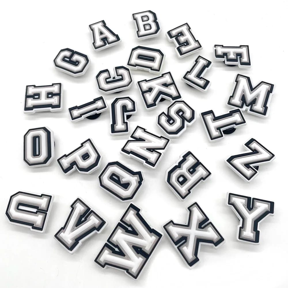 26Pcs Letters Shoe Charms for Accessories Wristbands Bracelets for Sandals Buckle Decorations Boys Girls Party Favor