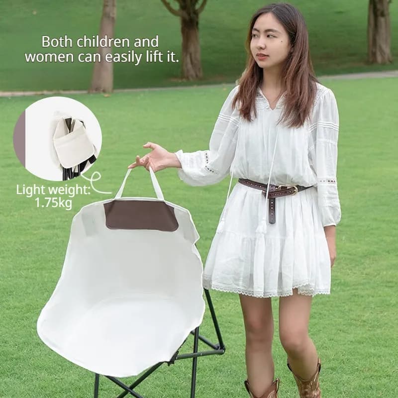 Portable Folding Stool Outdoor Camping Fishing Chair Sketching Equipment Lounge Picnics Moon Chair Backrest Beach Chair