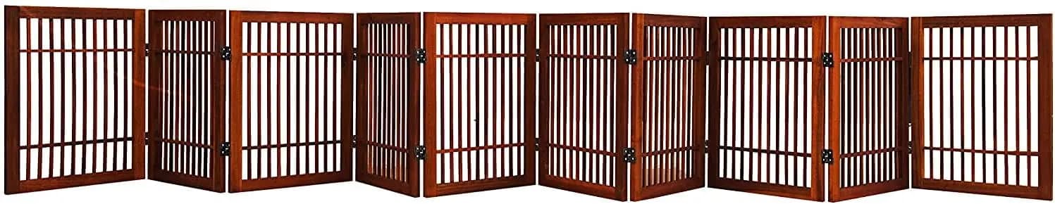 Gate Strong and Durable Freestanding Folding Acacia Hardwood Portable Wooden Fence Indoors or Outdoors