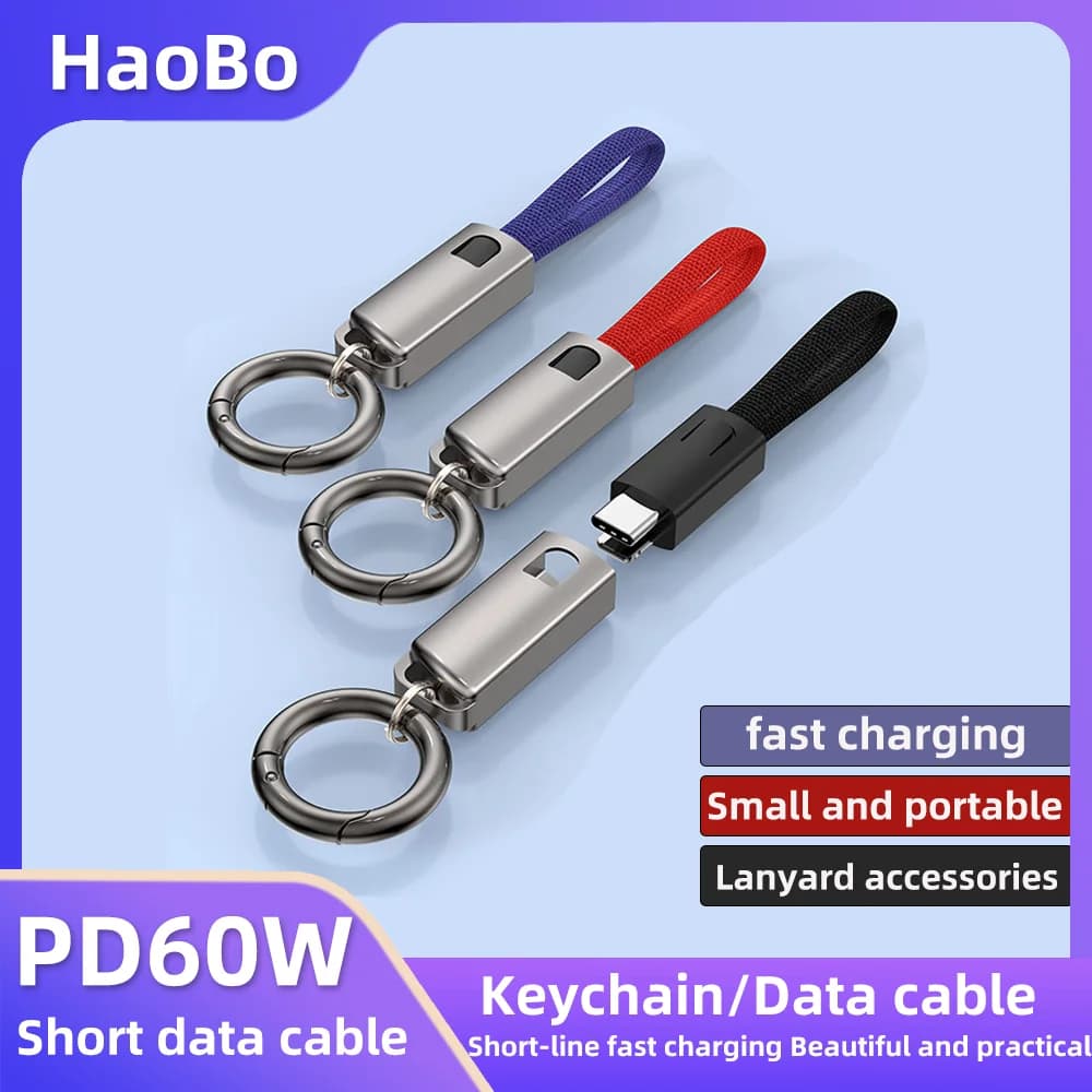 Zinc Alloy Portable Key Chain Data Cable PD60W USB-C To Type-C Charge Connection Cord Line For Xiaomi Huawei Samsung TXTB1