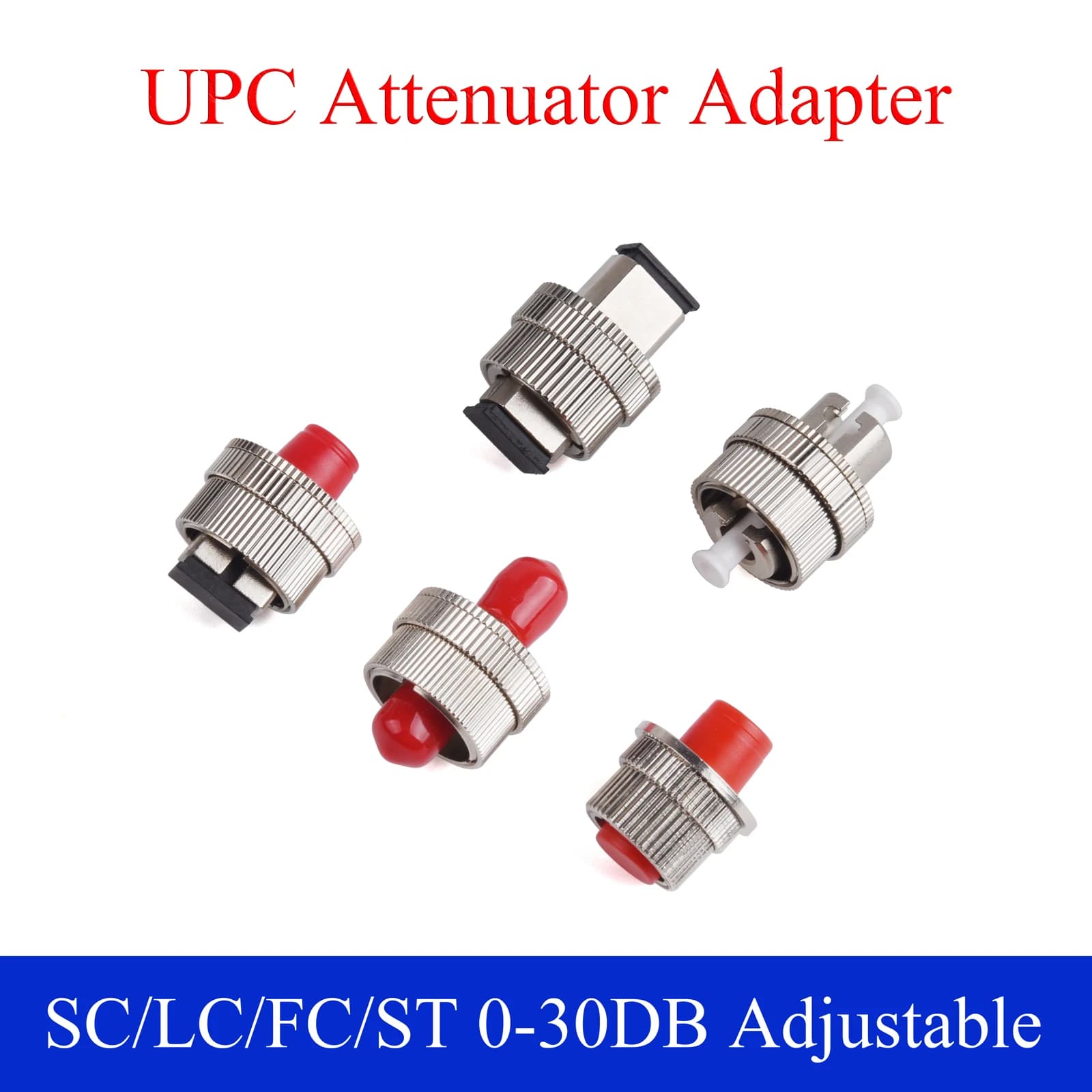 1PCS UPC SC/FC/LC/ST Attenuator Fiber Optic Female to Female Adapter Single-mode 1310&1550nm Adjustable 0-30DB Connector