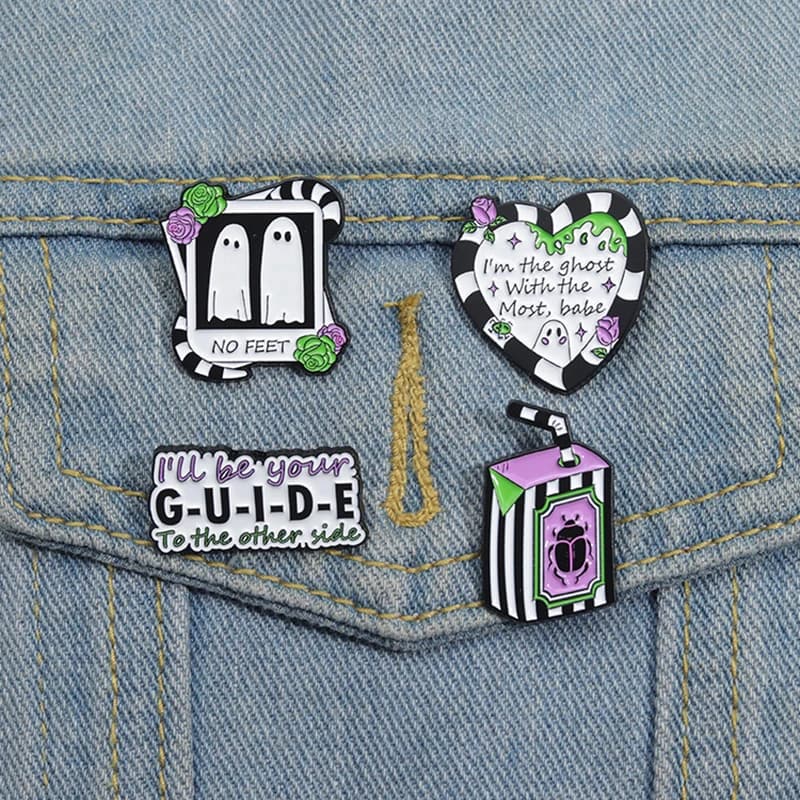 Cute Heart Ghost Enamel Pins Custom I'm The Ghost With the Most Brooches Lapel Badges Punk Gothic Jewelry Gift for Friends