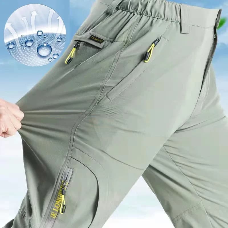 Outdoor Ice Silk Quick Drying Pants for Men's Summer Thin Elastic Breathable Sprint Pants Mountaineering Pants Loose Sports Casu
