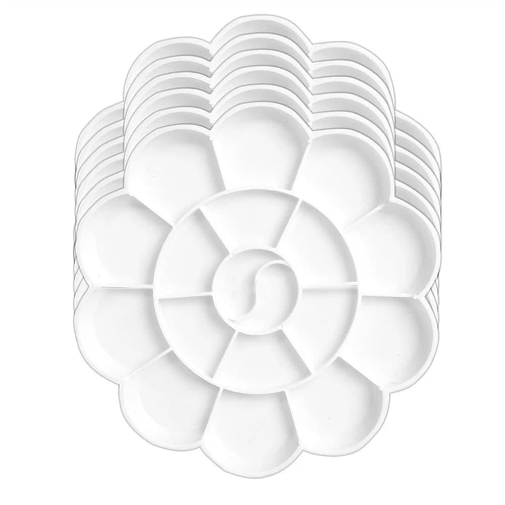 1/6pcs Painting Palette, 18 Wells Plastic Paint Tray Pallet Reusable Flower Paint Palette for Artists Acrylic Watercolor Oil