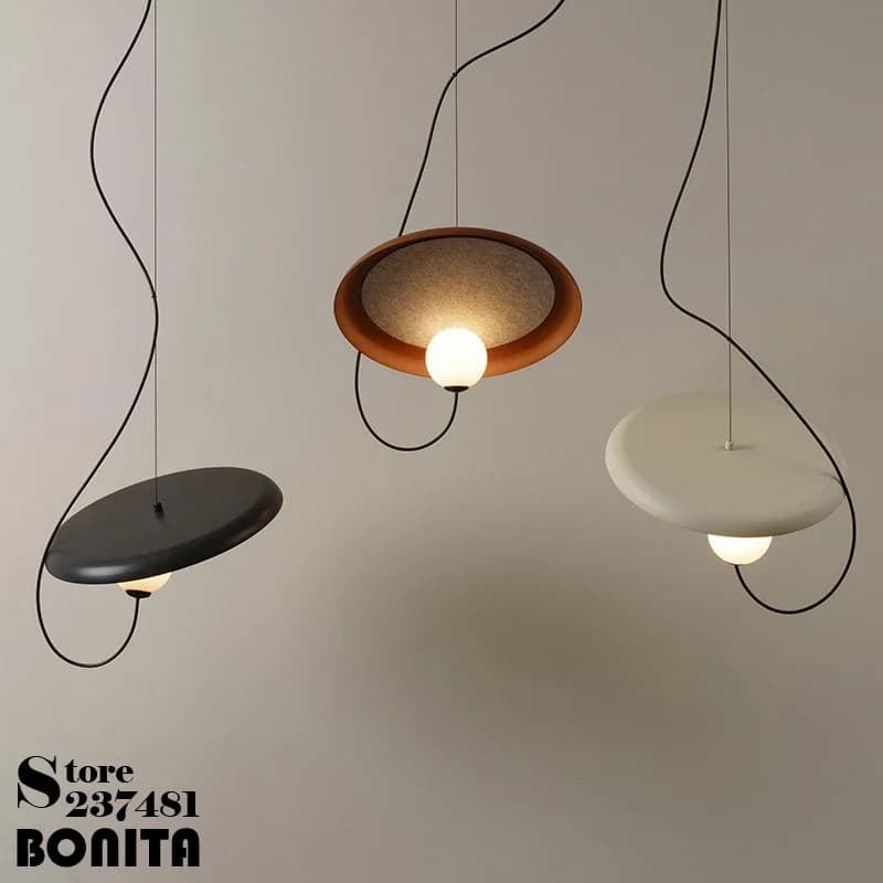 D35cm Vintage DIY Magnetic Glass Ball Pendant Light Hotel Dinning Table Bedside  Lighting Creative Round Disc Ceiling Chandelier