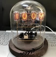 IN-12 IN12 Glow Tube Clock Retro Cyberpunk Desktop Creative Nixie Digital LED Clock Ornaments Handmade Circuit Scaffolding