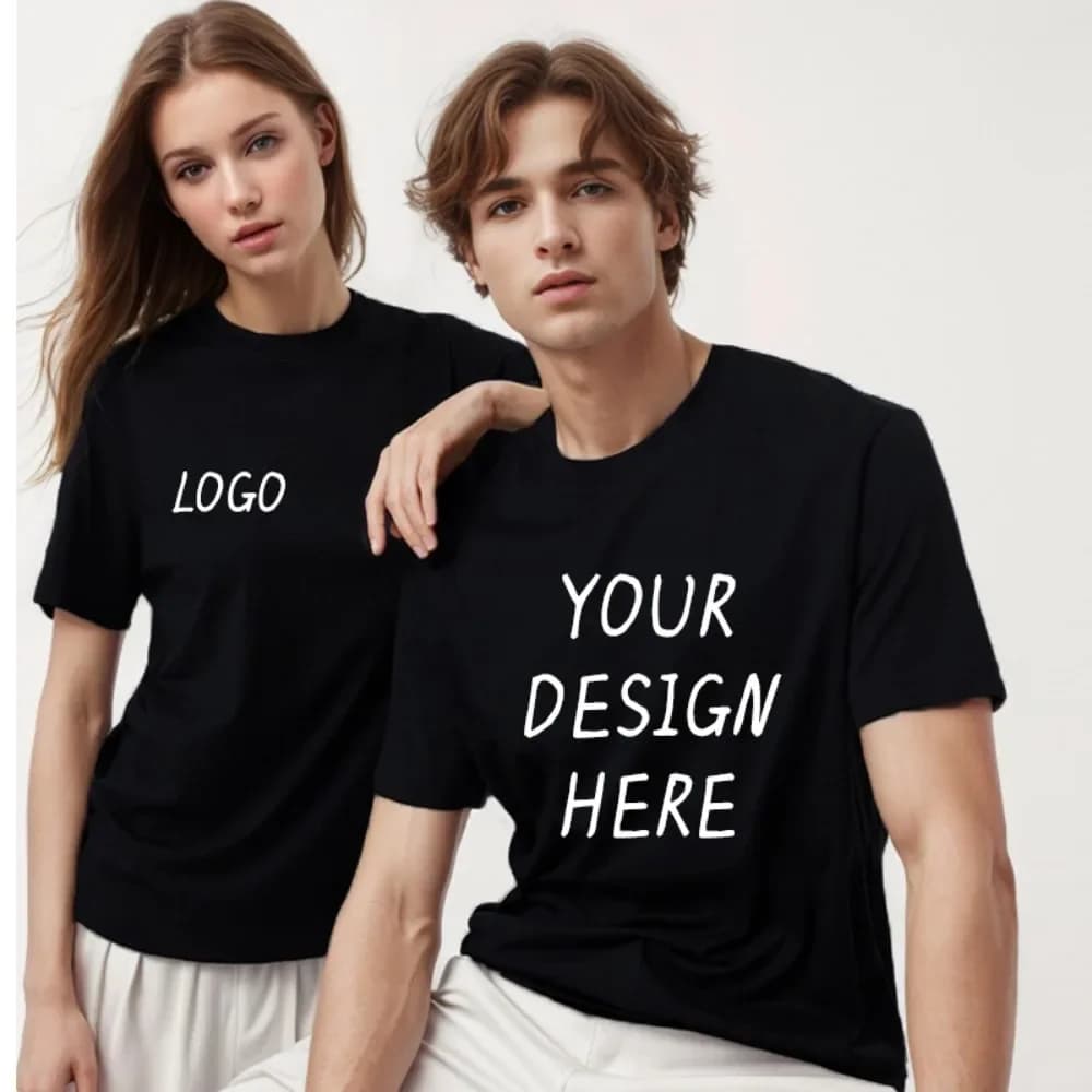 Custom Tshirt Front Back Print Professional Your Own Logo Text Photo Male Personalized Premium Gifts T-shirt EU Size 100% Cotton