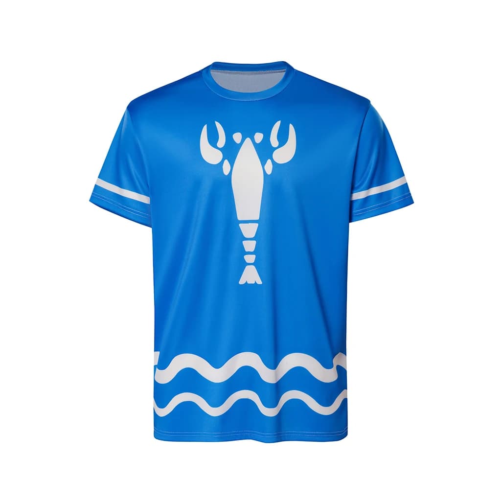 Kramer Lobster Shirt Cosplay Costume Blue Lobster Print Short Sleeve Men's Summer Casual Clothing Sports Top