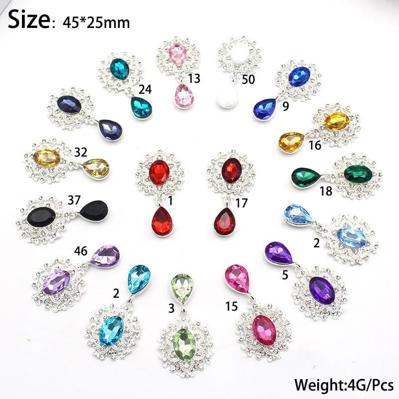 45*25mm 10Pcs/Set Crystal Accessories Fashion Gorgeous Wedding Invitation Holiday Creative Decoration Shining Brooch DIY