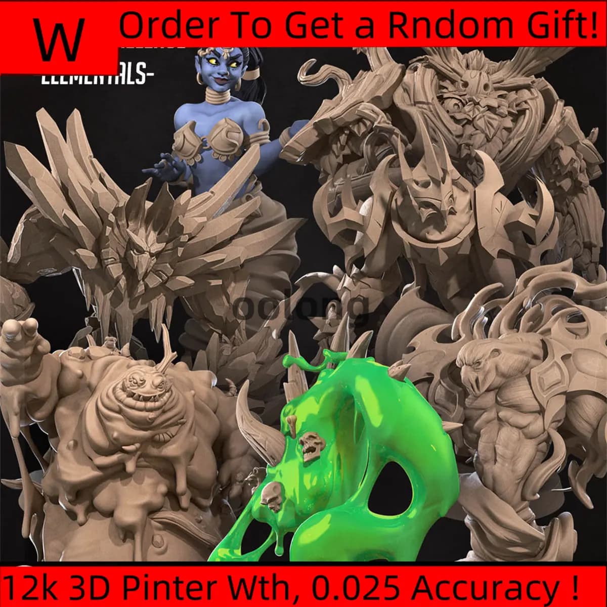 Miniature Resin Model Elemental Monster Dark Void, Wood Ice, Mud Slime DND Board Game Chess Model Unpainted