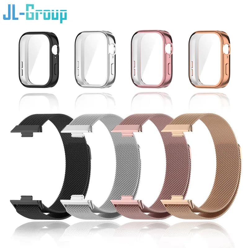Metal Strap For Huawei Watch Fit 3 4 Band With TPU Case Screen Protector Milanese Magnetic Loop Watchband Fit 4 Pro Bracelet