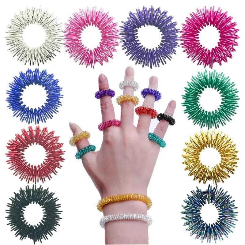 5-15pcs Acupoint Massage Ring Tip Sensation Ring Set Teen Adult Stress Relieving Massager Pressure Reliever