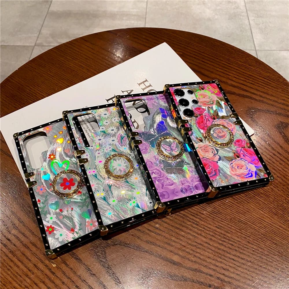 Luxury Glitter Cover Daisy Butterfly Rose Flower Case For Samsung Galaxy S25 Ultra S24 Ultra S23 Plus S22 S20 S21 S10 Note 20 10