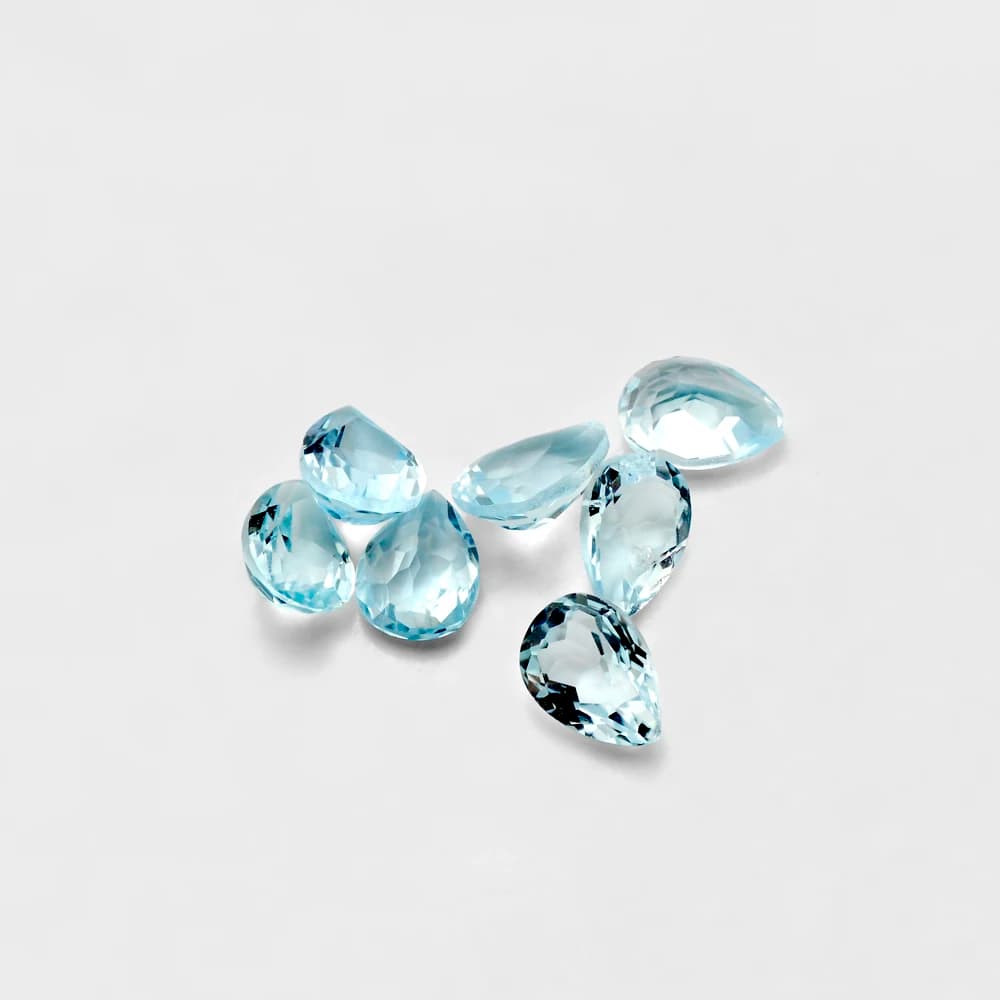 20pcs A Lot Semi-precious Stone Authentic Natural Skyblue Topaz Facet Pear 6*8mm-8*10mm Eye Clear Loose Gemstones For Jewelry