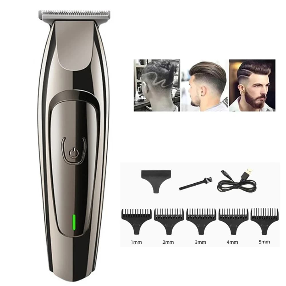 Professional Hair Clipper USB Rechargeable Titanium Hair Trimmer For Men Barber Washable T-Blade Clipper Baldhead Razor
