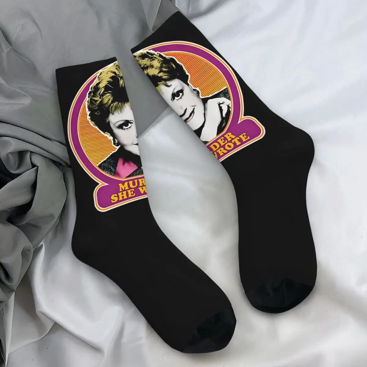 Jessica Fletcher MURDER SHE WROTE Pop Stockings Men Socks Soft Retro Socks Autumn Outdoor Non Slip Graphic Socks Gift Idea