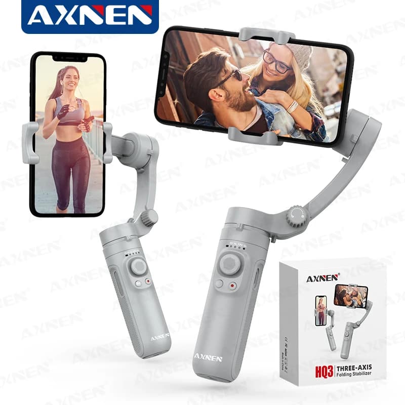 AXNEN HQ3 3-Axis Gimbal Stabilizer for Smartphone Handheld Phone Video Record, Android iPhone Tiktok Vlog Cellphone Stabilizer