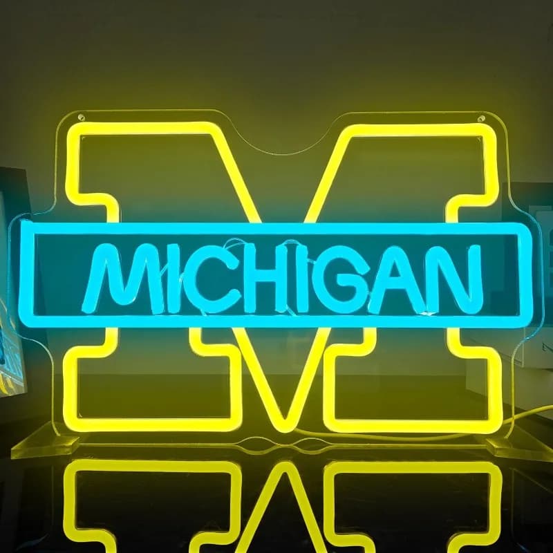 XM Michigan Neon Signs LED Neon Light Sign Light Up Neon Signs Wall Decor for Man Cave Bar Decor Store Club Bistro