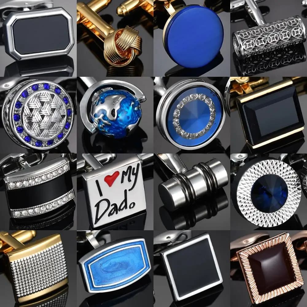 Luxury High-end Men's Cufflinks Jewelry Black/Blue Crystal  Men's French Shirt Cufflinks for mens