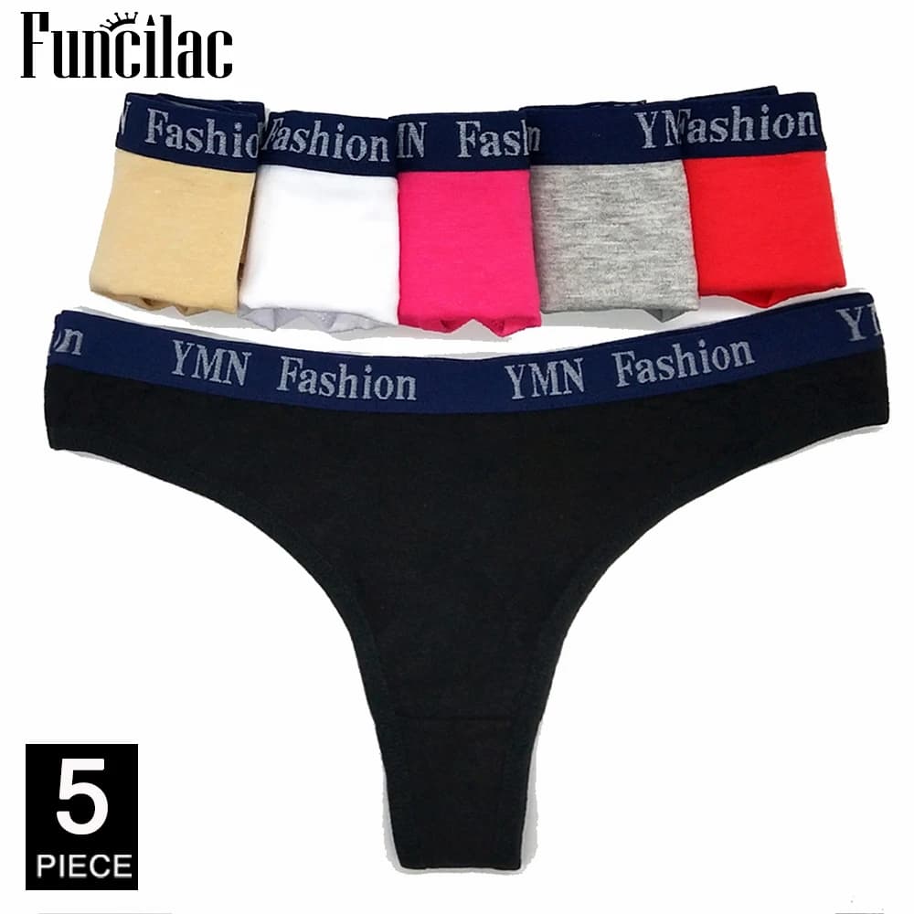 Sexy Women's Thong Cotton G-String Panties for Ladies Letter Girls Underwear Intimate Underpants Female Strings Woman 5 pcs/lot