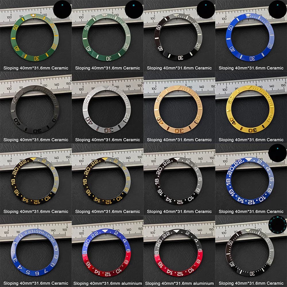 40*31.6mm Sloping blue-gree Luminous Ceramic aluminium Bezel Insert Divers Watch Replacement men various watch accessories parts