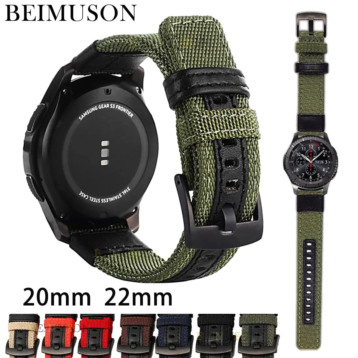 Nylon Quick Release Watch Bands,Replacement Canvas Fabric Sport Strap,20/22mm Military Style for Watch band