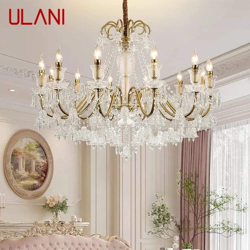 ULANI French Crystal Pendent Lamp European Luxury  Living Room Restaurant Bedroom Villa Hotel Duplex Staircase LED Chandelier