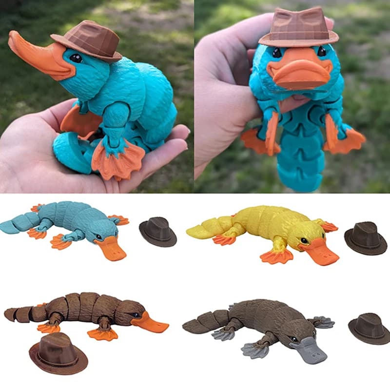 3D Printed Articulated Platypus Fidget Toys Dynamic Animals Toy Full Articulated Flexible Crystal Platypus Model