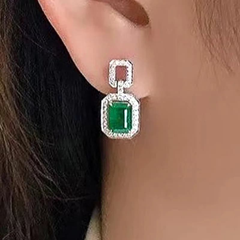 Huitan Unique Green Cubic Zirconia Drop Earrings Fashion Versatile Women's Earrings Engagement Wedding Luxury Bride Jewelry 2022