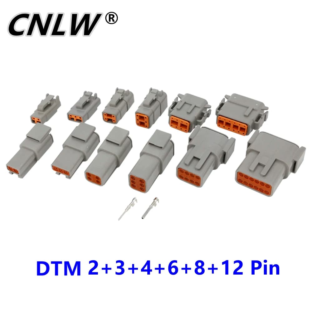 6 Sets DTM Automotive Connector DTM06-2+3+4+6+8+12S & DTM04-2+3+4+6+8+12P Waterproof Plug Sheath with Terminal