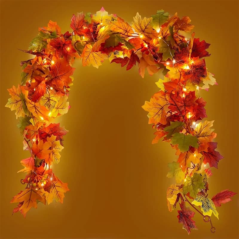 Artificial Maple Leaf Vines Silk Fall Foliage Garland for Home Wedding Party Decor Hanging Easy to Install DIY Craft Decorations