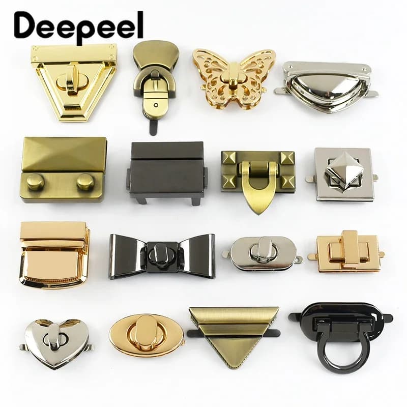 Deepeel 2Pcs Metal Lock Buckles for Women's Bags Turn Twist Locks Shoulder Bag Decor Closure Latch Clasp DIY Hardware Accessory